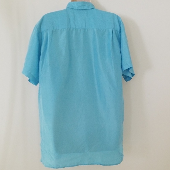 Cedars Sport Silk Light Blue Short Sleeve Blouse - Picture 5 of 8